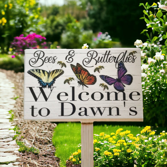 Welcome Custom Bees Butterflies Sign - The Renmy Store Homewares & Gifts 