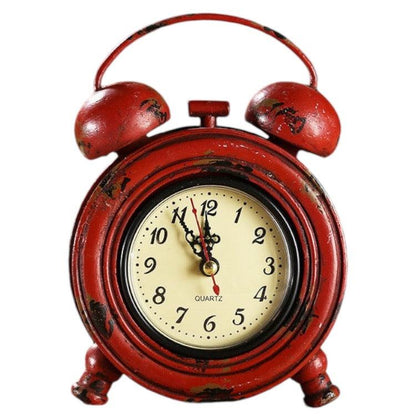 Clock Vintage Retro Style Blue Red Brown Desk Mantle - The Renmy Store Homewares & Gifts 