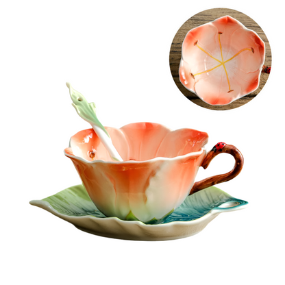 Flower Cup Leaf Saucer Spoon Sets