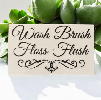 Toothbrush and Wash Brush Floss Flush Bathroom Sign Set - The Renmy Store Homewares & Gifts 