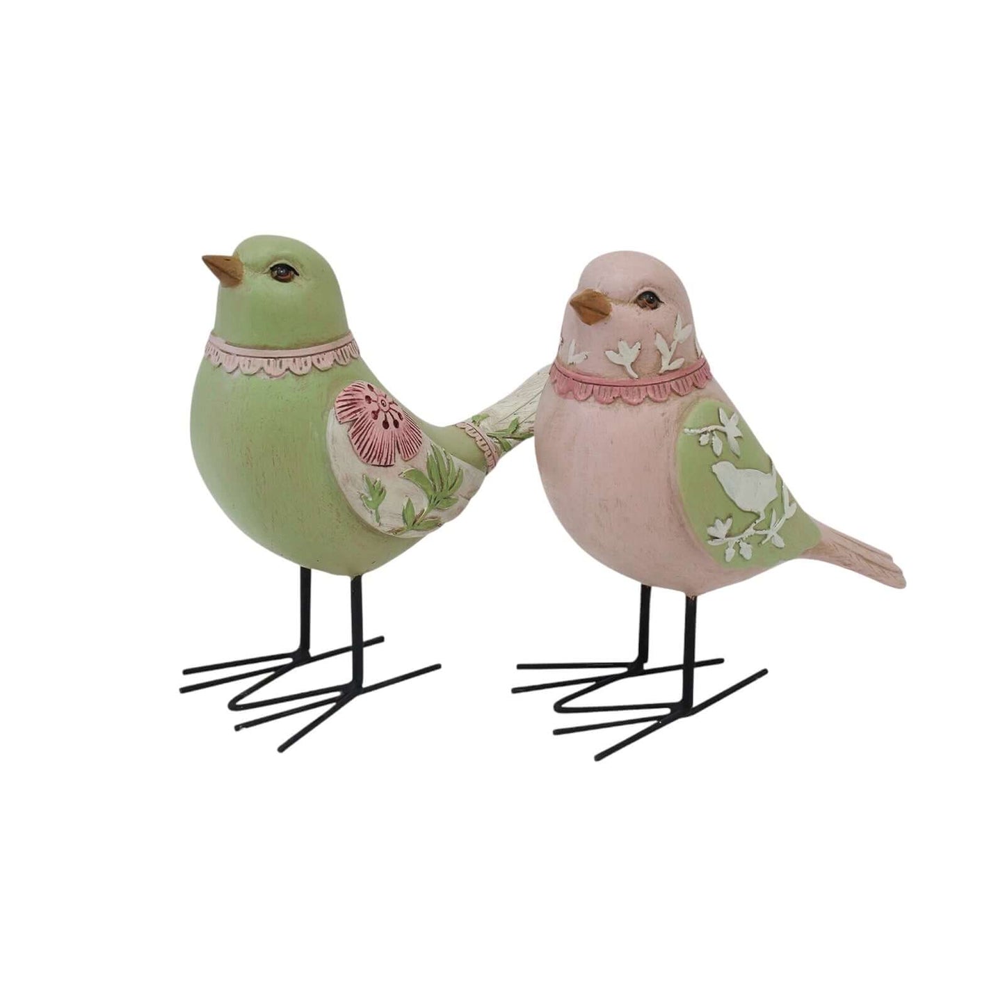 Bird Birds Pink Green Legs Décor Set Of 2