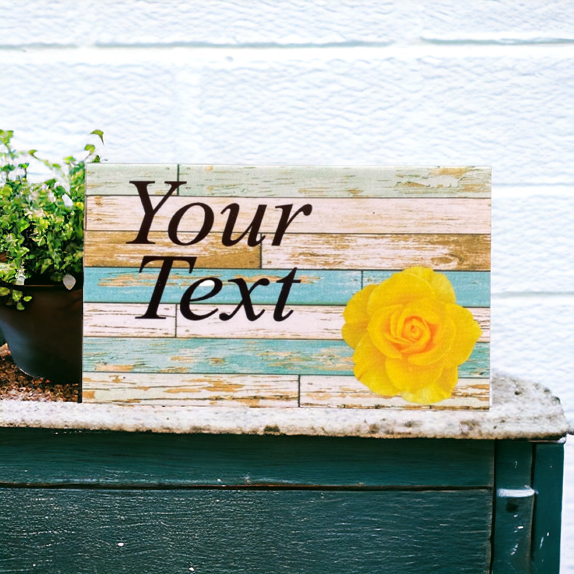 Rose Yellow Garden Blue Custom Personalised Sign - The Renmy Store Homewares & Gifts 