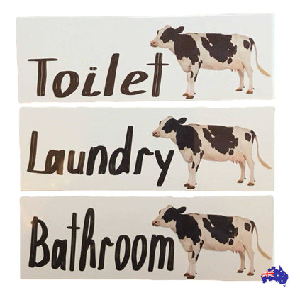 Cow Toilet Laundry Bathroom Door Sign - The Renmy Store Homewares & Gifts 