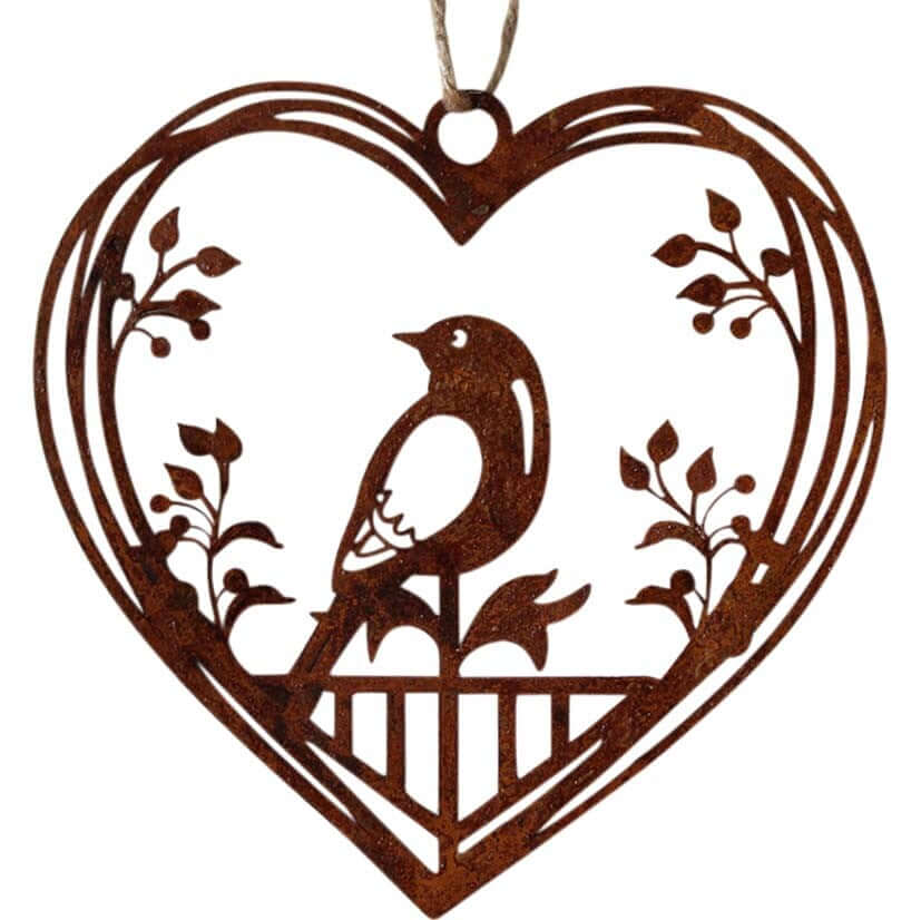 Bird in Heart Rustic Rust Hanging - The Renmy Store Homewares & Gifts 