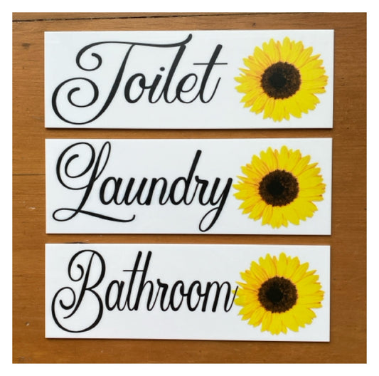 Sunflower Door Room Sign Toilet Laundry Bathroom - The Renmy Store Homewares & Gifts 