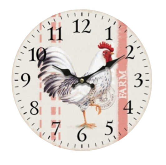 Clock Wall Rooster Country Farm 34cm - The Renmy Store Homewares & Gifts 