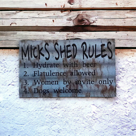 Shed Rules Custom Personalised Garage Sign