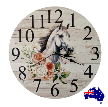 Clock Wall Andalusian Horse Floral Aussie Made