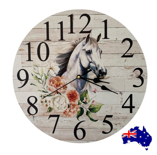 Clock Wall Andalusian Horse Floral Aussie Made