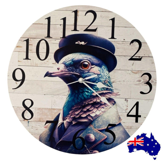 Clock Wall Pigeon Bird Vintage Retro Aussie Made