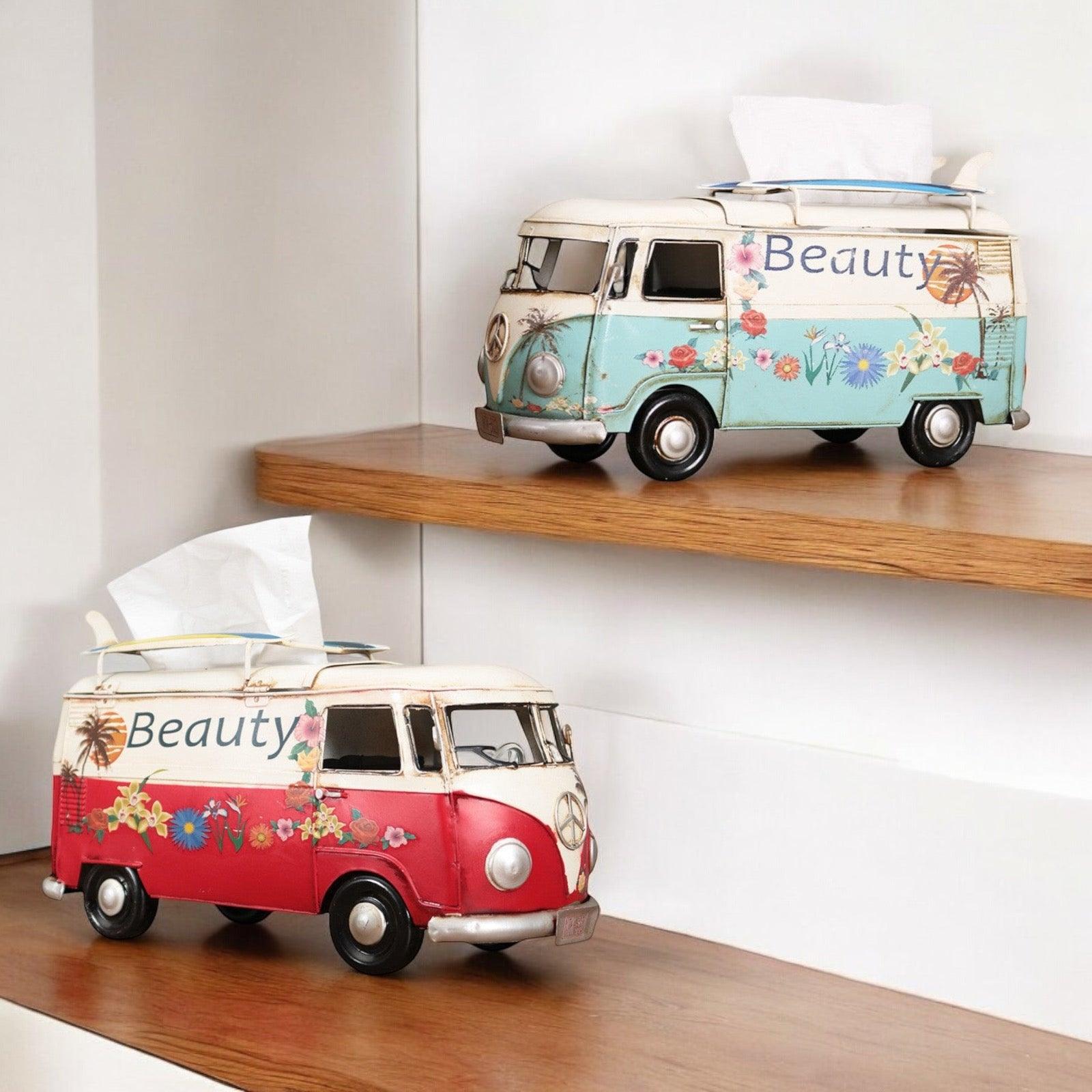 Tissue Box VW Van Coastal Beach Vibes Ornament - The Renmy Store Homewares & Gifts 