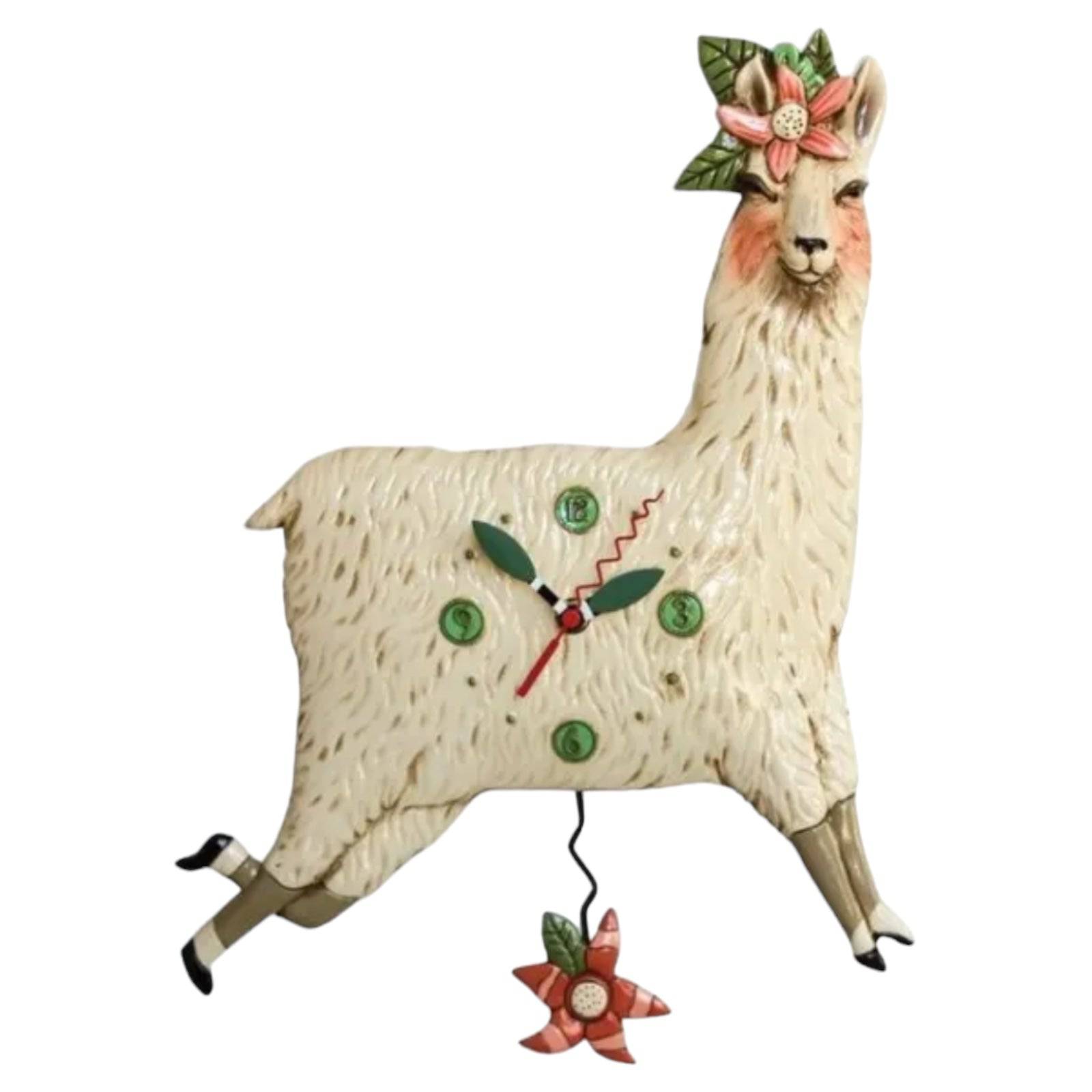 Clock Wall Llama Love Allen Designs Pendulum - The Renmy Store Homewares & Gifts 