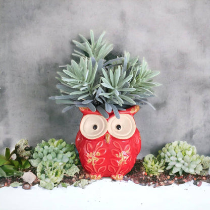 Plant Pot Planter Owl Red - The Renmy Store Homewares & Gifts 