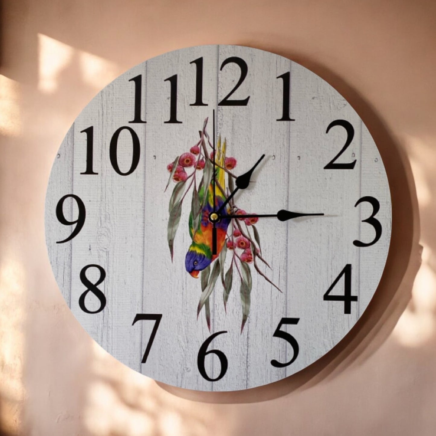 Clock Wall Lorikeet Lorie Bird Parrot Aussie Made