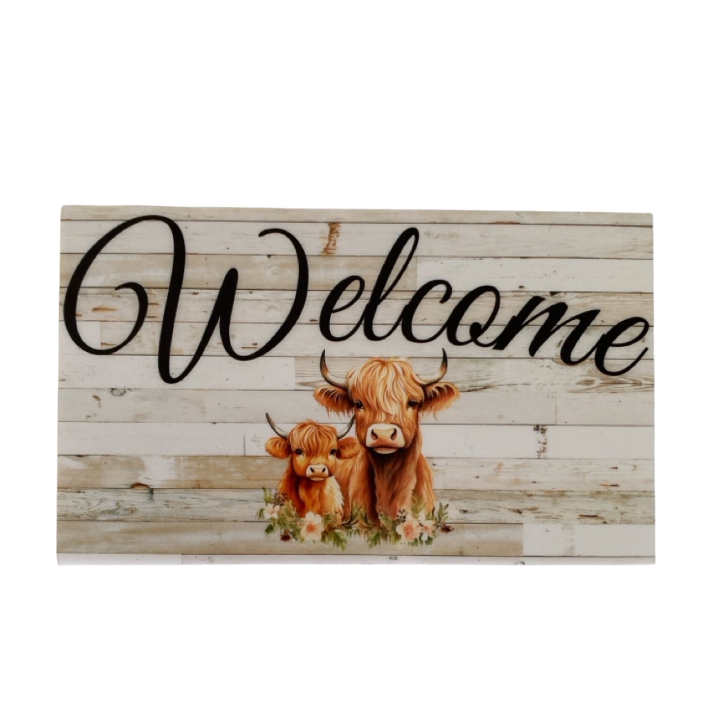 Welcome Highland Cow Farmhouse Sign