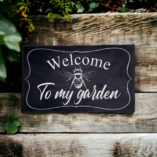 Welcome To My Garden Vintage With Bee Sign - The Renmy Store Homewares & Gifts 