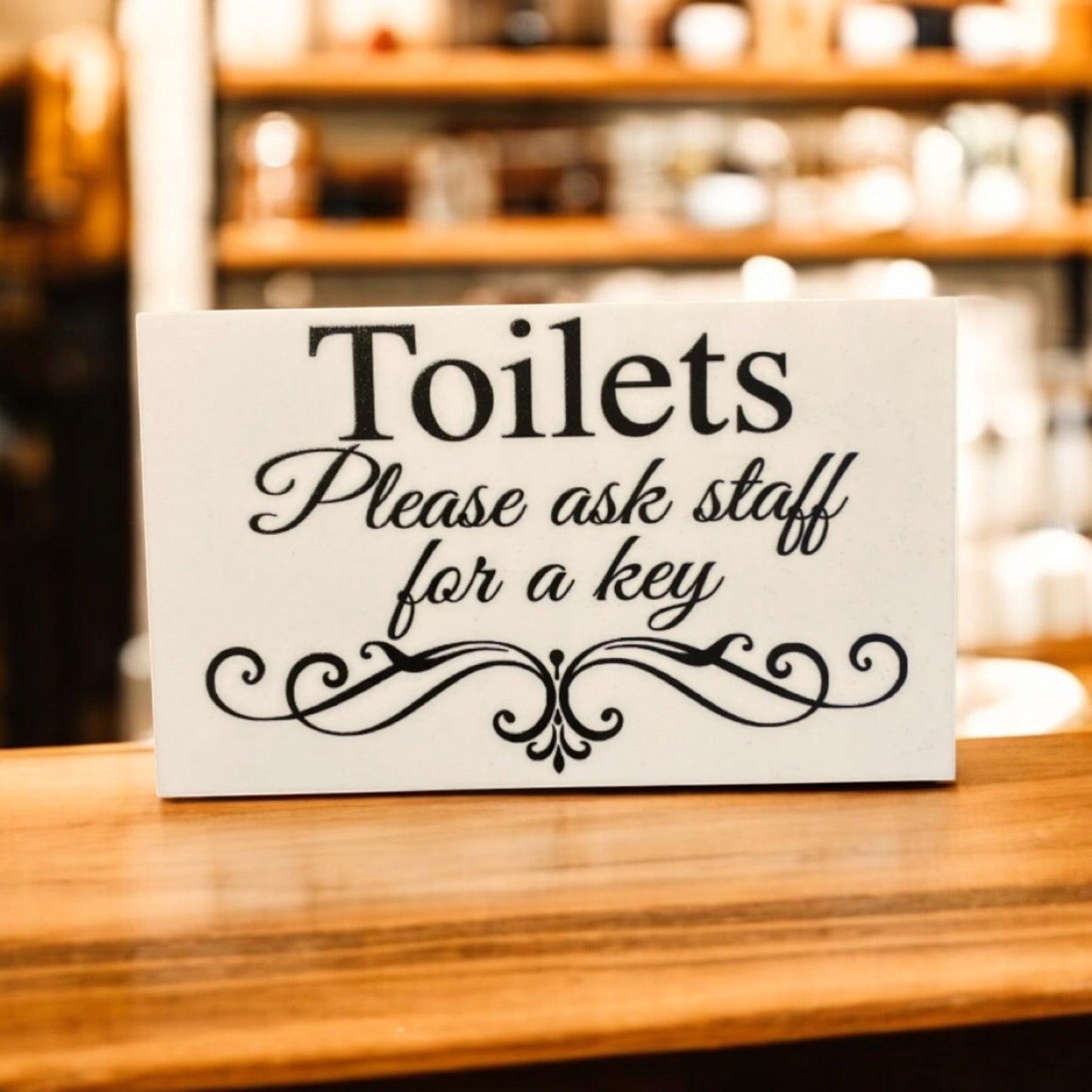 Toilets Ask Staff For Key Toilet Restroom Wall Sign - The Renmy Store Homewares & Gifts 