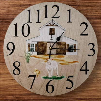 Clock Wall Sheep Chicken Barn Farm Aussie Made - The Renmy Store Homewares & Gifts 