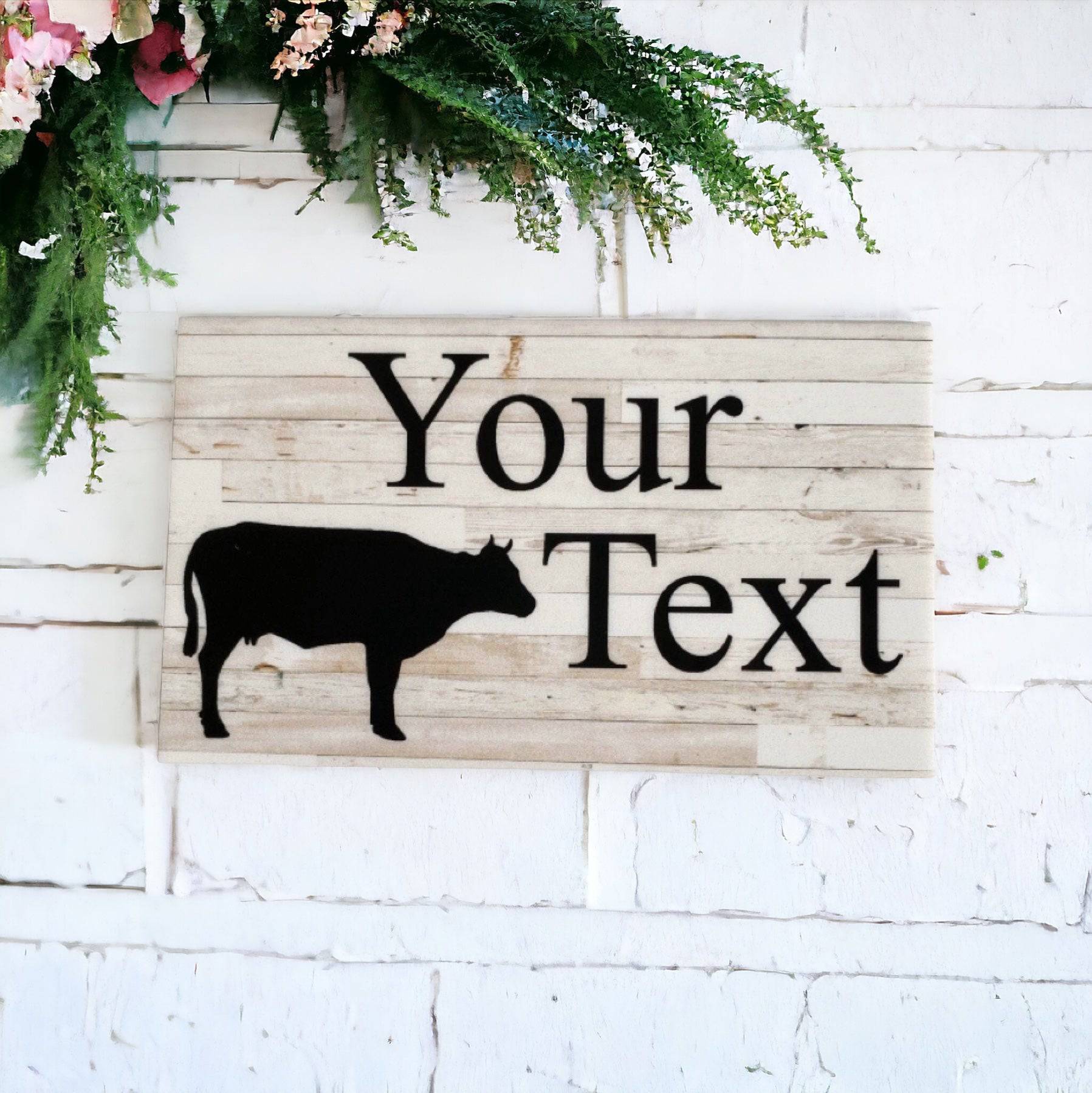 Cow Rustic Country Custom Personalised Sign - The Renmy Store Homewares & Gifts 