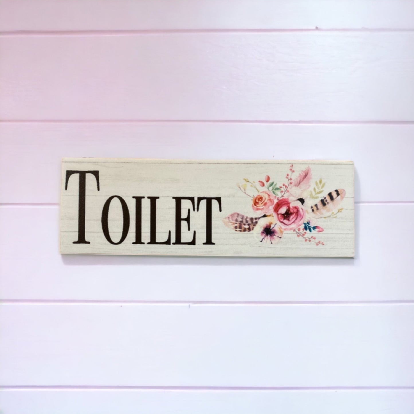 Flowers Feathers Toilet Laundry Bathroom Door Sign - The Renmy Store Homewares & Gifts 
