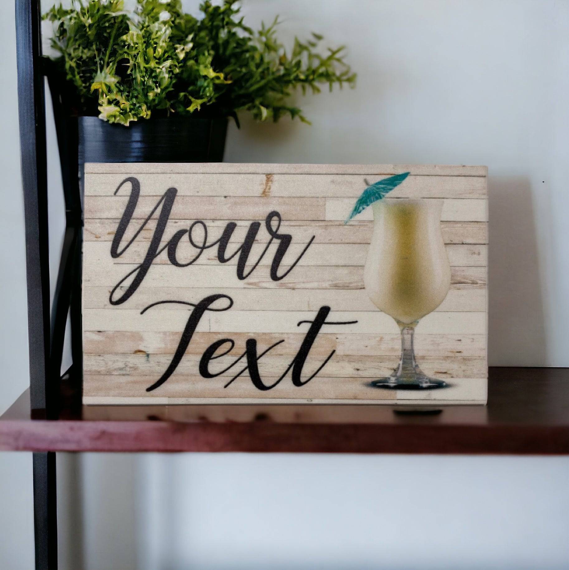 Tropical Cocktail Rustic Custom Personalised Sign - The Renmy Store Homewares & Gifts 