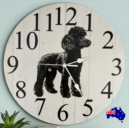 Black Poodle Dog Wall Clock | Aussie Made 30cm 60cm
