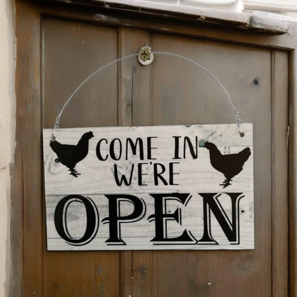 Open Closed Chicken Butcher Egg Shop Hanging Sign - The Renmy Store Homewares & Gifts 