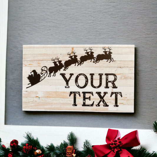 Christmas Santa Reindeer Your Text Custom Wording Sign - The Renmy Store Homewares & Gifts 