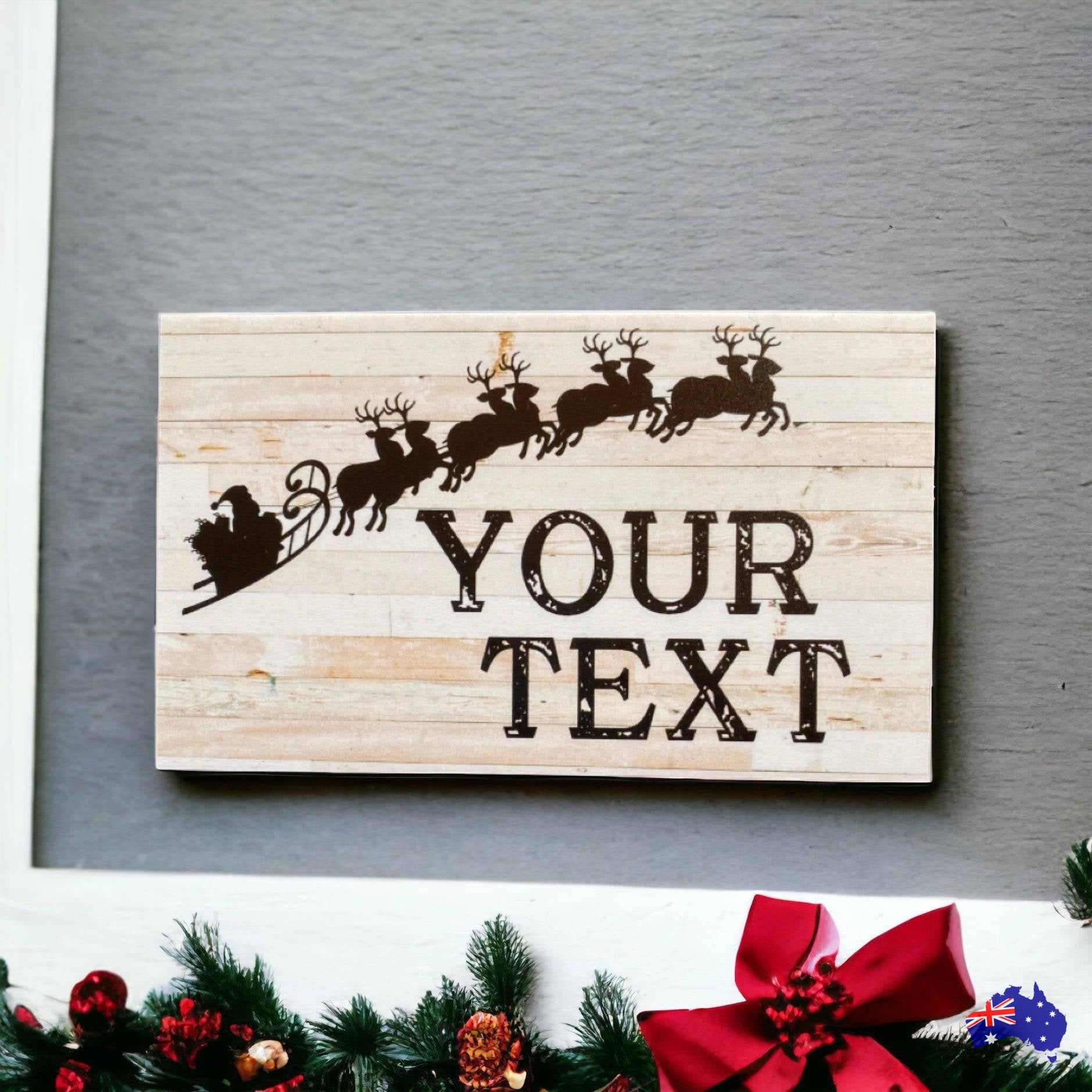 Christmas Santa Reindeer Custom Personalised Sign - The Renmy Store Homewares & Gifts 