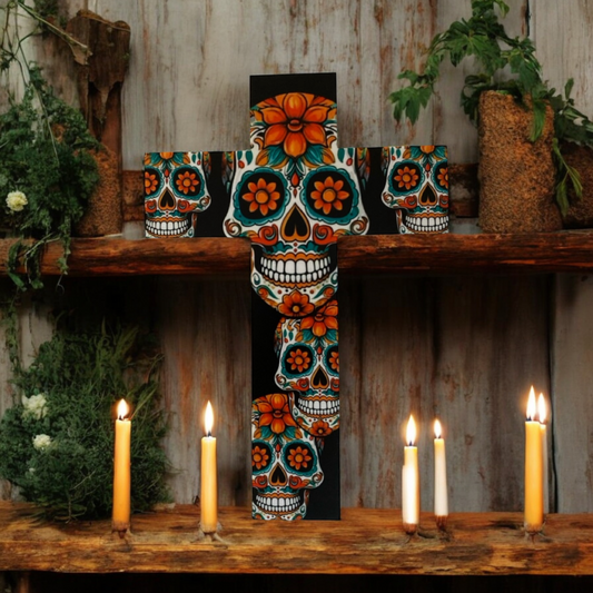 Cross Mexican Day Of The Dead Skull Home Garden Wall Decoration - The Renmy Store Homewares & Gifts 