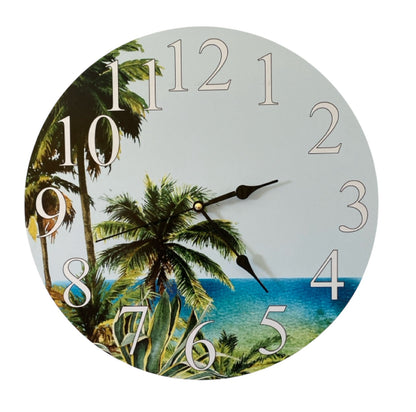 Clock Wall Tropical Palm Beach Coastal Aussie Made