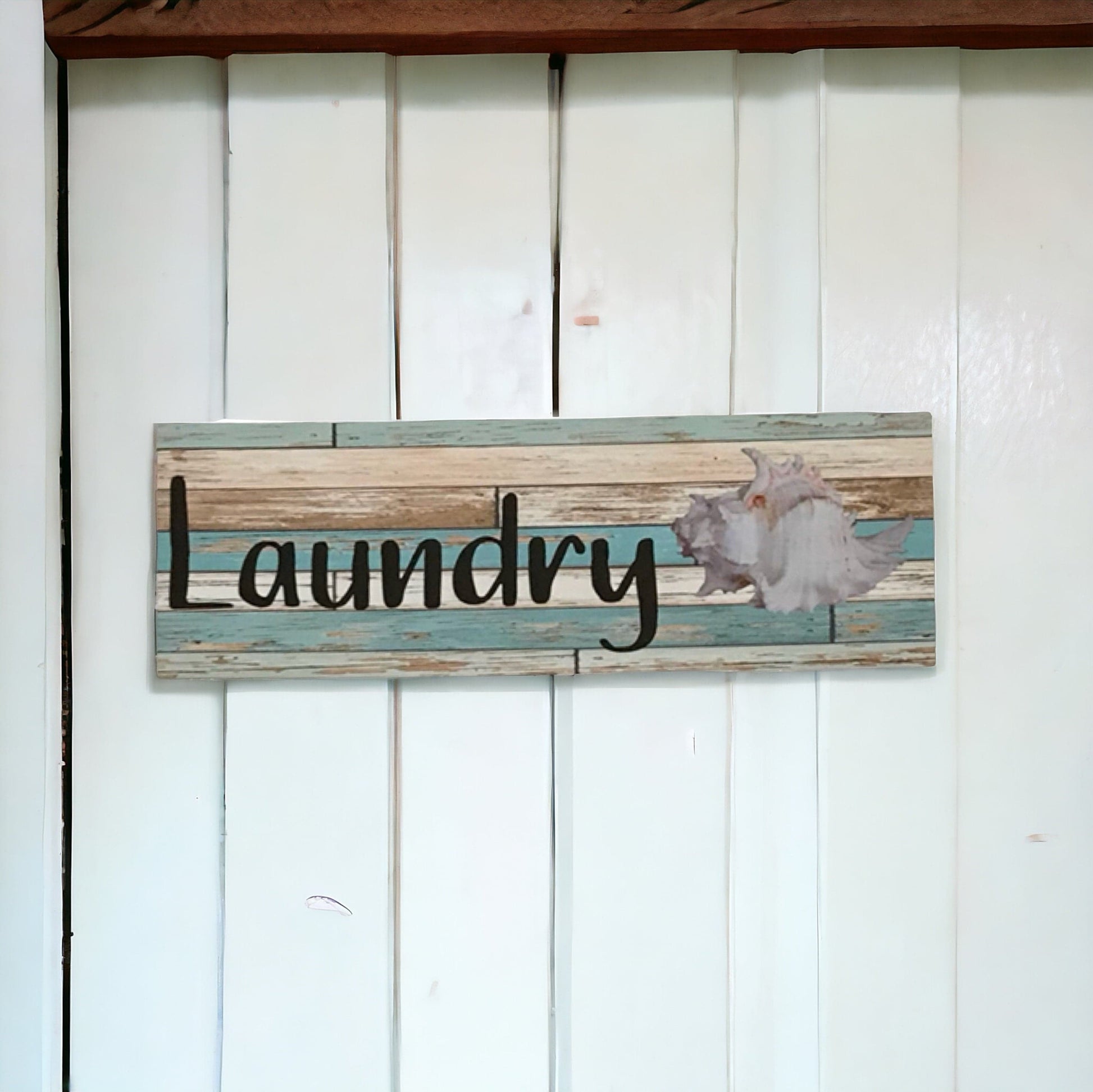 White Shell Mint Rustic Sign Toilet Laundry Bathroom - The Renmy Store Homewares & Gifts 