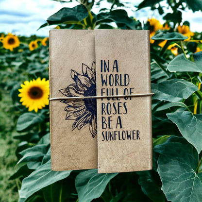 Journal Leather Diary Note Book Sunflower - The Renmy Store Homewares & Gifts 