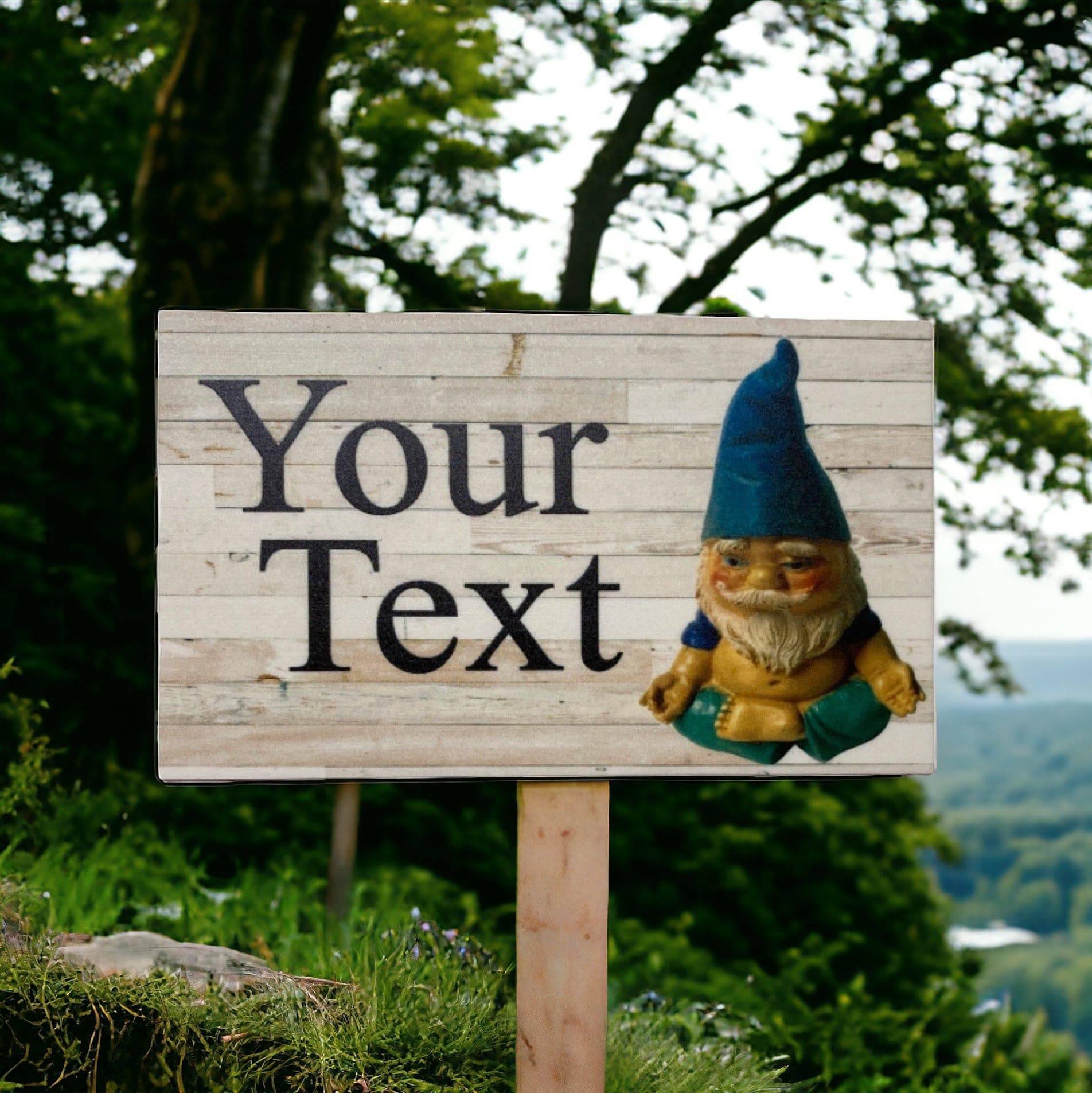 Gnome Custom Personalised Rustic Garden Sign - The Renmy Store Homewares & Gifts 