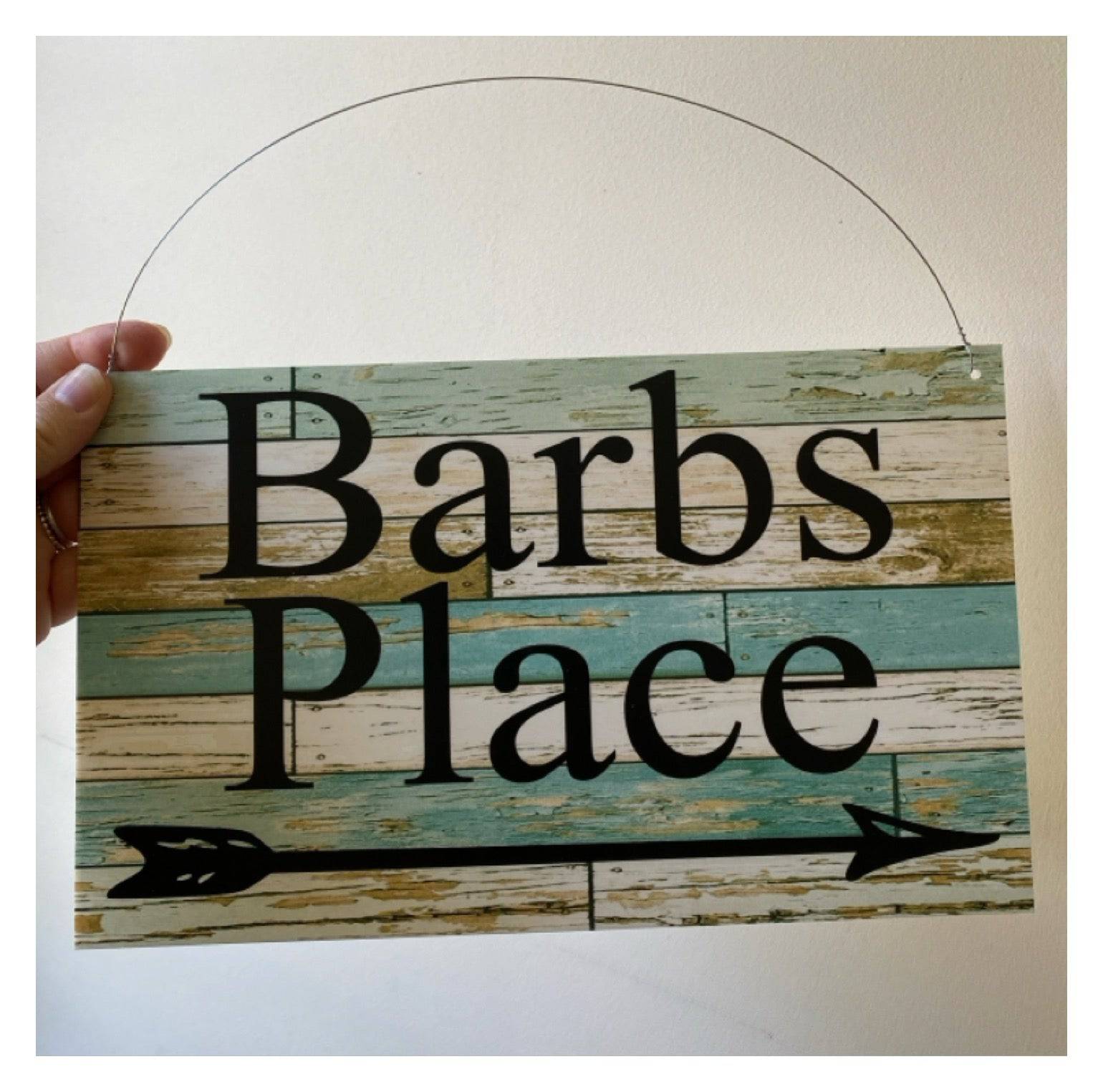 Custom Personalised Arrow Rustic Blue Sign - The Renmy Store Homewares & Gifts 