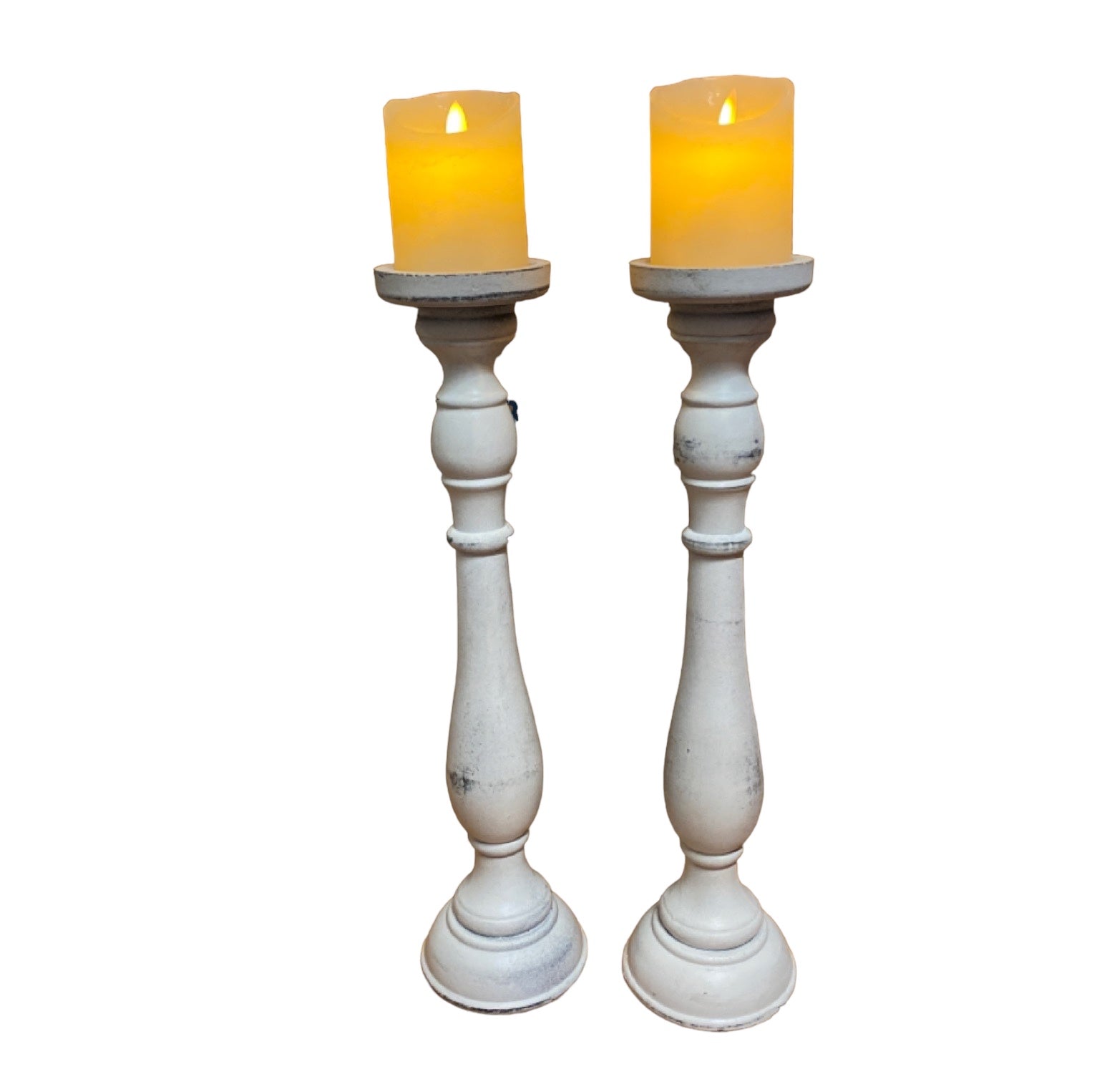 Candle Holder Pillar French Provincial Set of 2 White - The Renmy Store Homewares & Gifts 