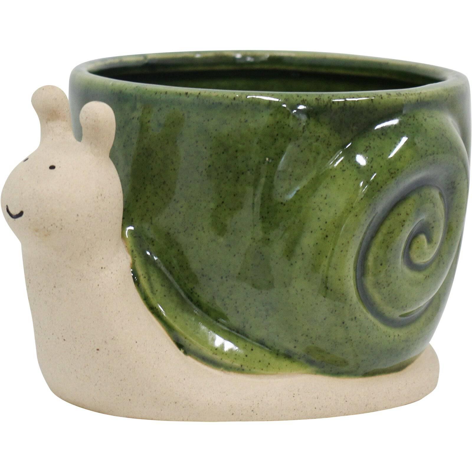 Snail Plant Pot Planter Olive Country - The Renmy Store Homewares & Gifts 