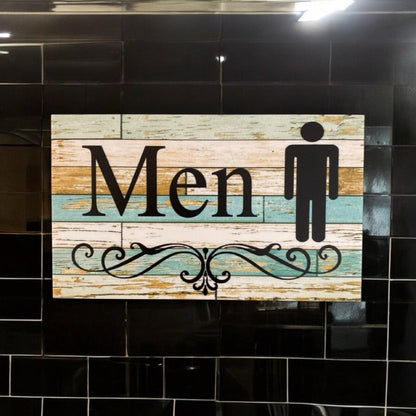 Toilet Door Men Women Rustic Blue Sign - The Renmy Store Homewares & Gifts 