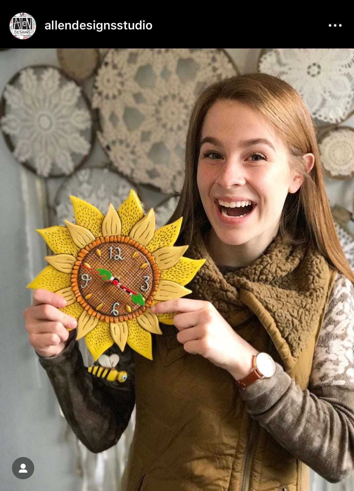 Clock Wall Bee Sunny Sunflower Funky Retro - The Renmy Store Homewares & Gifts 