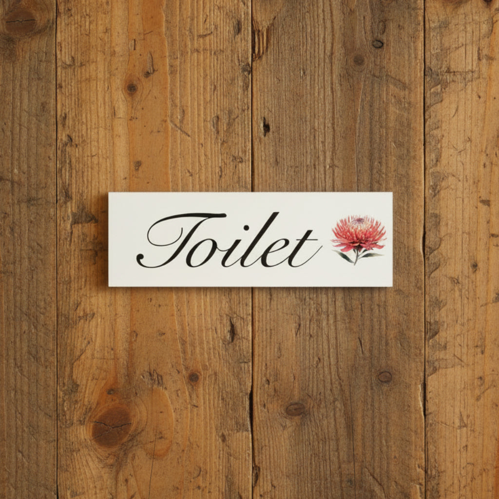 Waratah Flower Door Room Sign | Toilet Laundry Bathroom | Custom Personalised Aussie Made