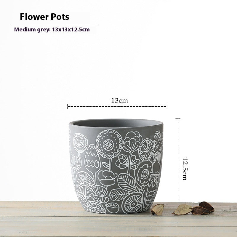 Planter Pot Floral Flowers Ceramic