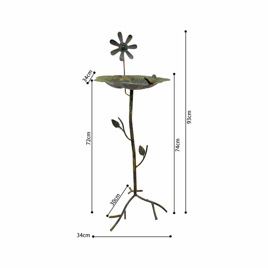 Bird Feeder Bath Country Floral Metal Stand 93cm