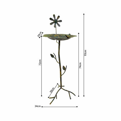 Bird Feeder Bath Country Floral Metal Stand 93cm