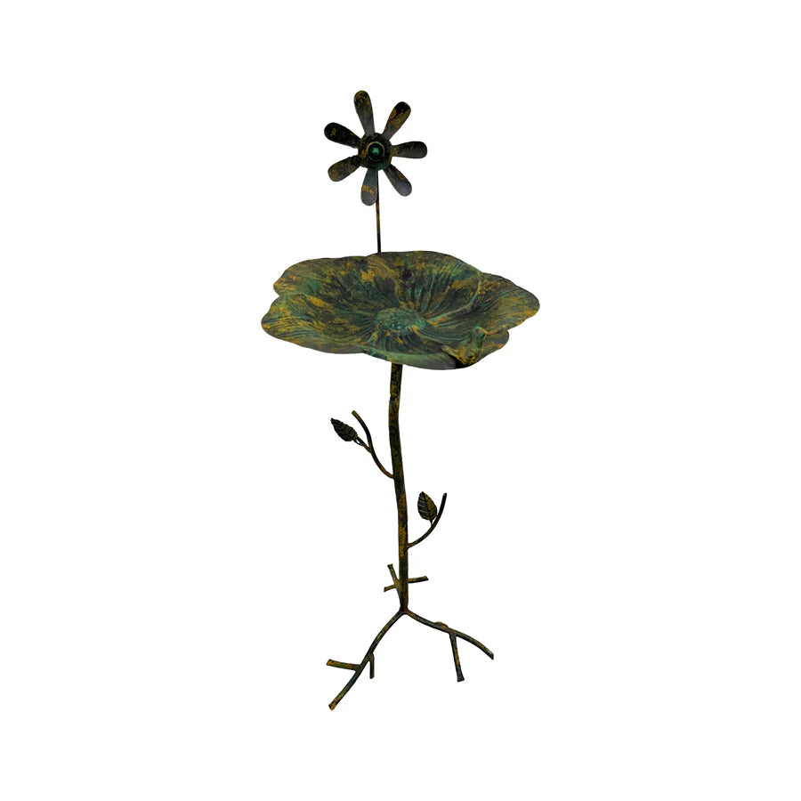 Bird Feeder Bath Country Floral Metal Stand 93cm