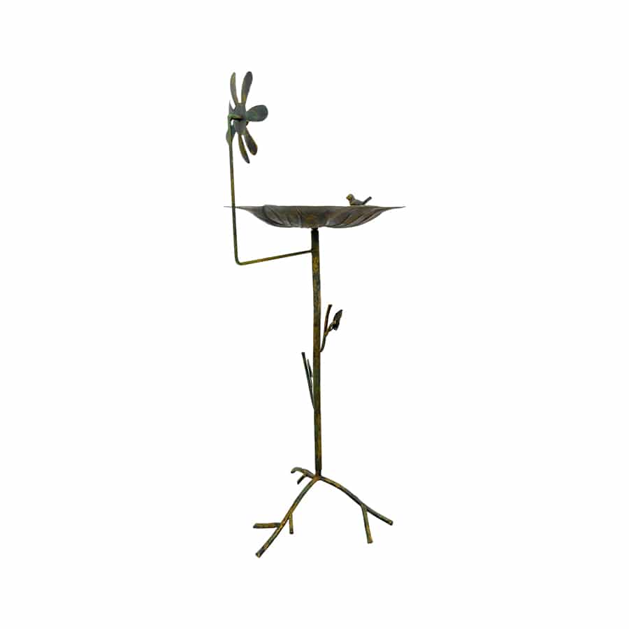 Bird Feeder Bath Country Floral Metal Stand 93cm