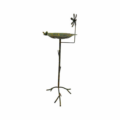 Bird Feeder Bath Country Floral Metal Stand 93cm
