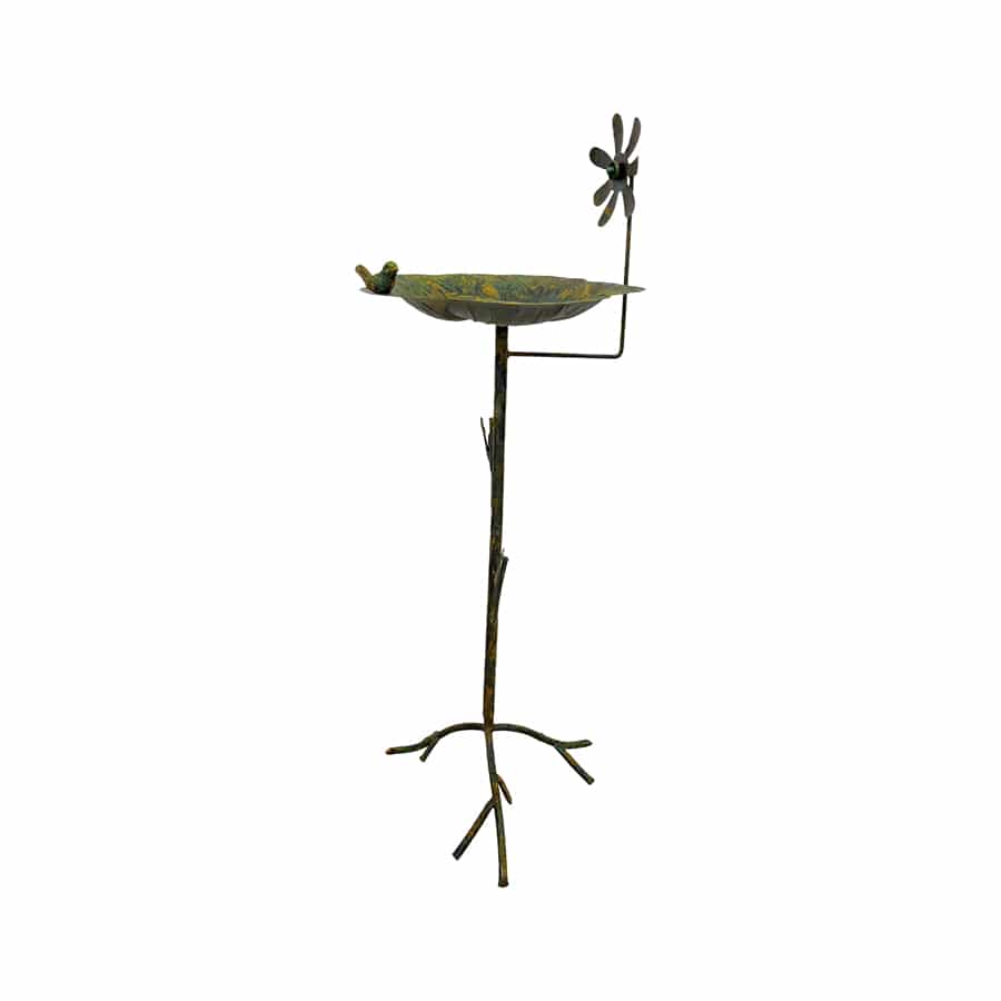 Bird Feeder Bath Country Floral Metal Stand 93cm