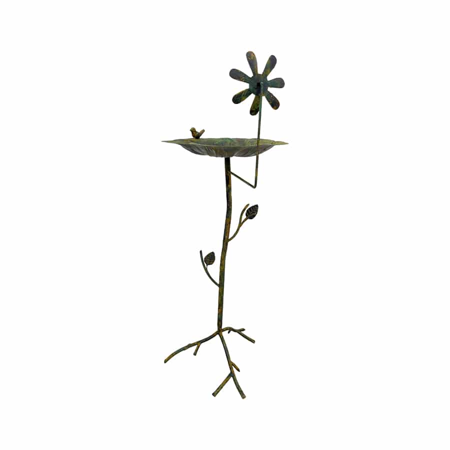 Bird Feeder Bath Country Floral Metal Stand 93cm