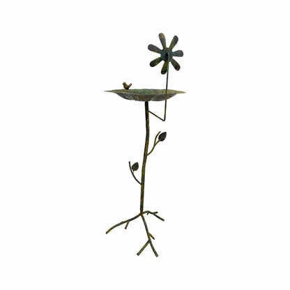 Bird Feeder Bath Country Floral Metal Stand 93cm