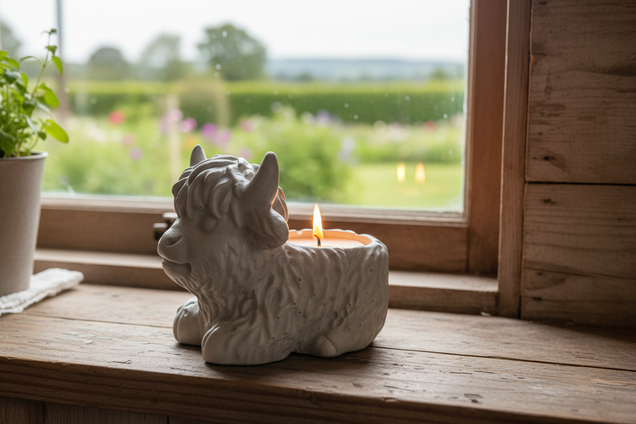 Highland Cow Planter Pot & Candle Holder | Handmade Concrete Farmhouse Aussie Made